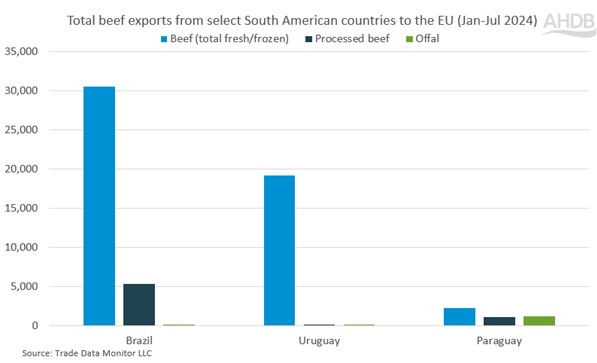 graph showing south american beef exports to the EU